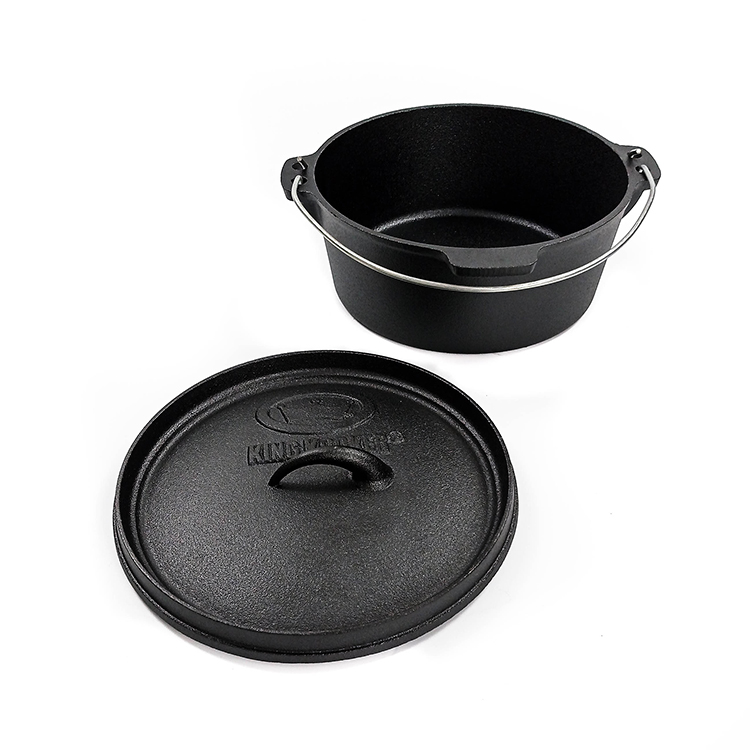 9Qt Outdoor Black Cast Iron Dutch Oven with Legs And Holder