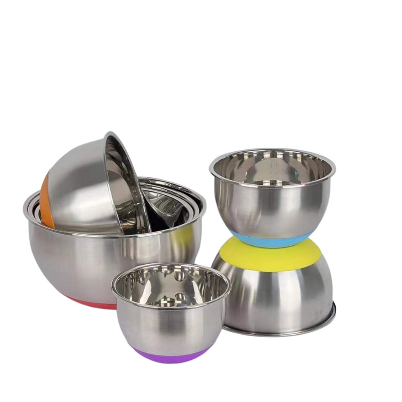 Food Grade 304 Stainless Steel Salad Bowls with Non-slip Bottom