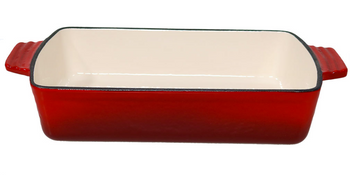 Red Enamel 3.7Qt Cast Iron Roasting Baking Pan