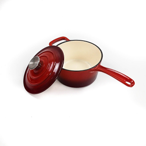 Healthy Enameled Red Cast Iron 2.3 Qt Saucepan Pot
