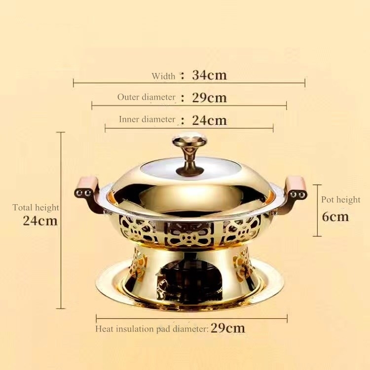 Round Stainless Steel Chafing Dish Wooden Heat Resistant For Sliver Durable