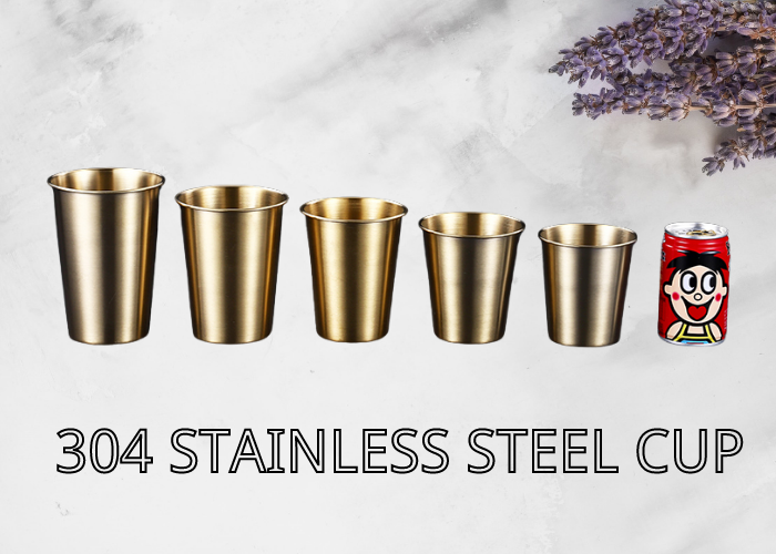 Golden/silver 304 Stainless Steel Cup 8.2/9.3cm SGS/ISO9005 Certification