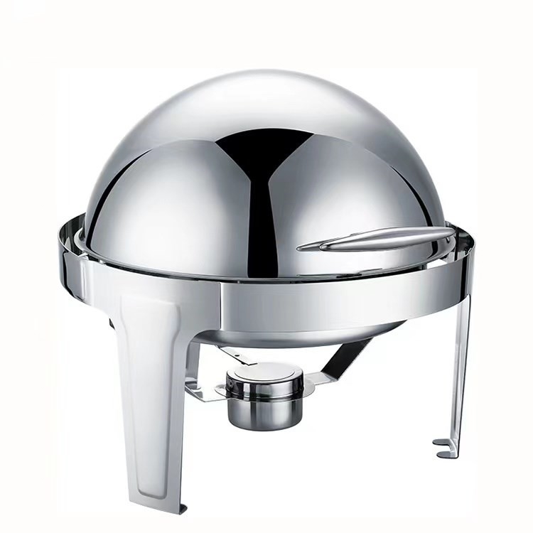 Round Stainless Steel Chafing Dish Wooden Heat Resistant For Sliver Durable