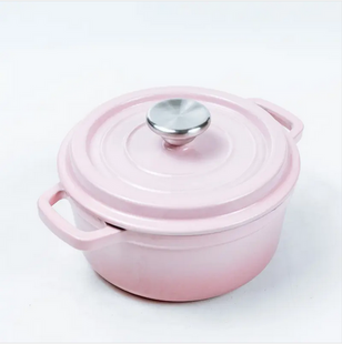 Healthy Enameled pink Cast Iron Casserole