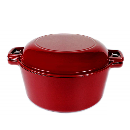 5.1Qt 2 In 1 Red Enamel Cast Iron Dutch Oven