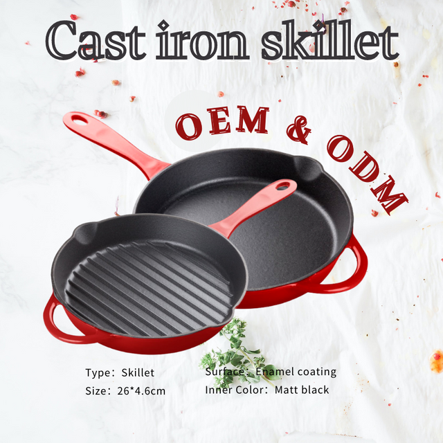 Enameled Cast Iron Shallow 10Inch Fry Pan & Skillet