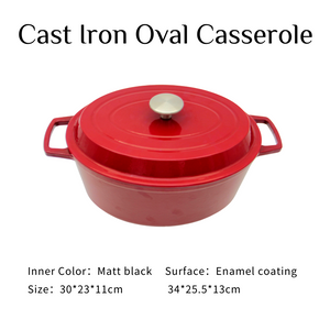 Red Enameled Oval Baking 4.5 Quart Cast Iron Cocotte