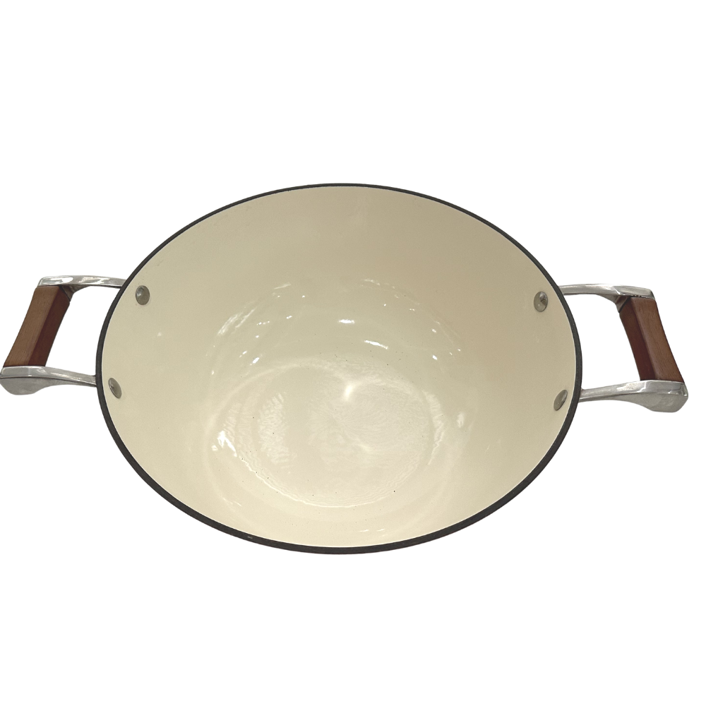 Classic 11Inch Cast Iron Chinese Wok Pan Skillet With Removable Silicone Handle