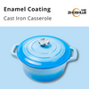 6.7Qt Large Blue Enameled Coating Cast Iron Casserole with Lid