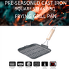 Cast Iron Square 10 Inch BBQ Grill Pan with Wooden Handle