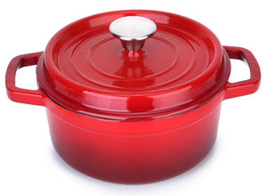 Red 2.8L Cast Iron Enamel Dutch Oven with Lid