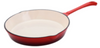 Round Glass Top Red Enamel Cast Iron Skillet