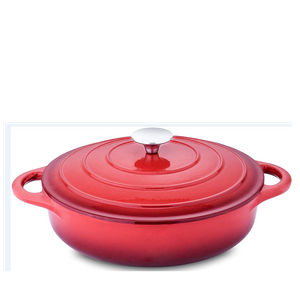 Enameled 3L Cast Iron Shallow Casserole with Lid