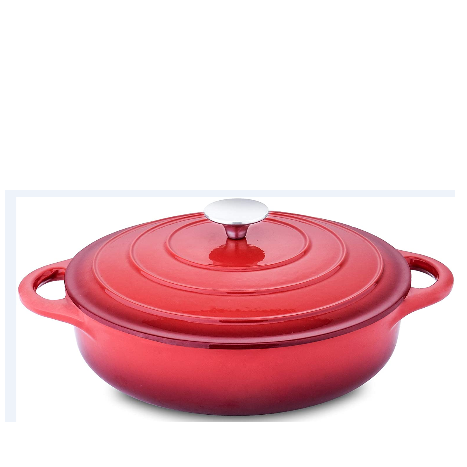 Enameled 3L Cast Iron Shallow Casserole with Lid