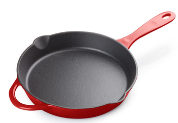 Red Enamel Fry 10.2 Inch Cast Iron Frypan with Handle