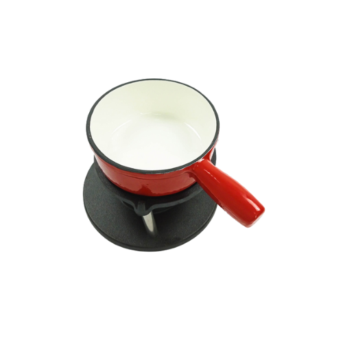 21cm Enamel Cast Iron Cheese Fondue Pot with Handle