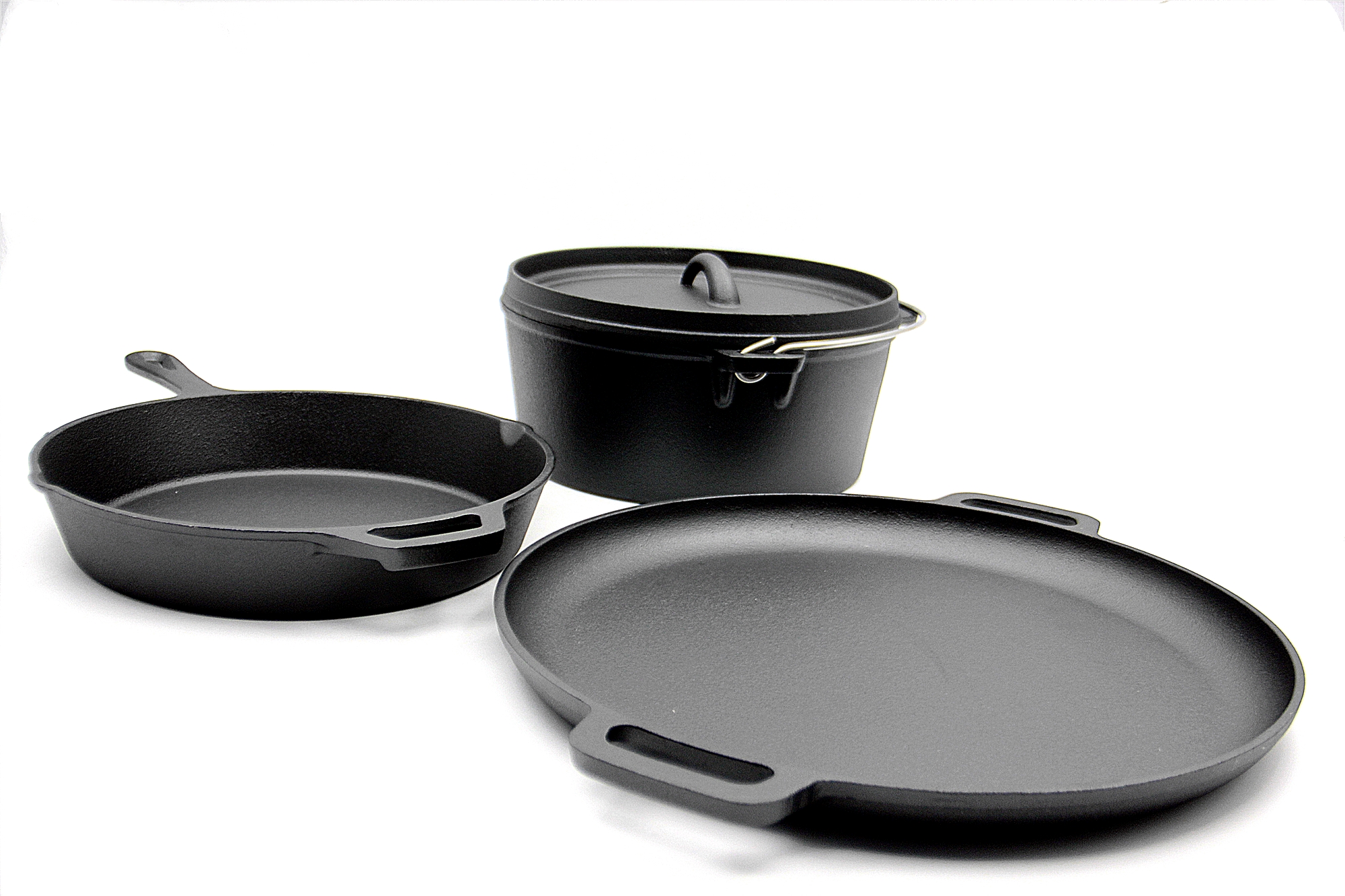 Pre Seasoned Cast Iron Grill Cookware Skillet Sets With Storage Box