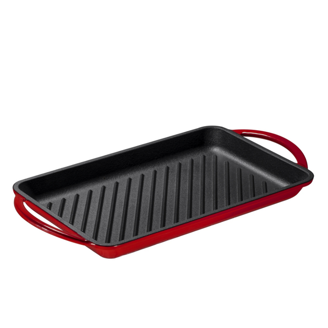 enamel BBQ Cast Iron Skillet grill pan with Handle 