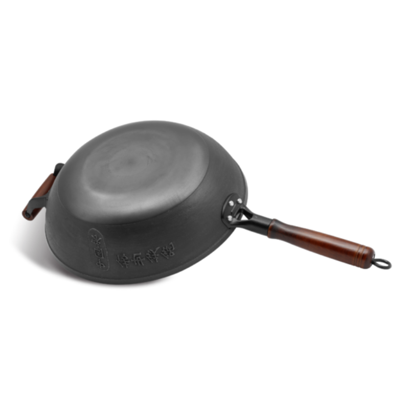 Versatile 12Inch Cast Iron Skillet Chinese Wok With Heat Resistant Handle