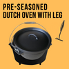 Multi-function Black 6Qt Round Outdoor Cast Iron Dutch Oven