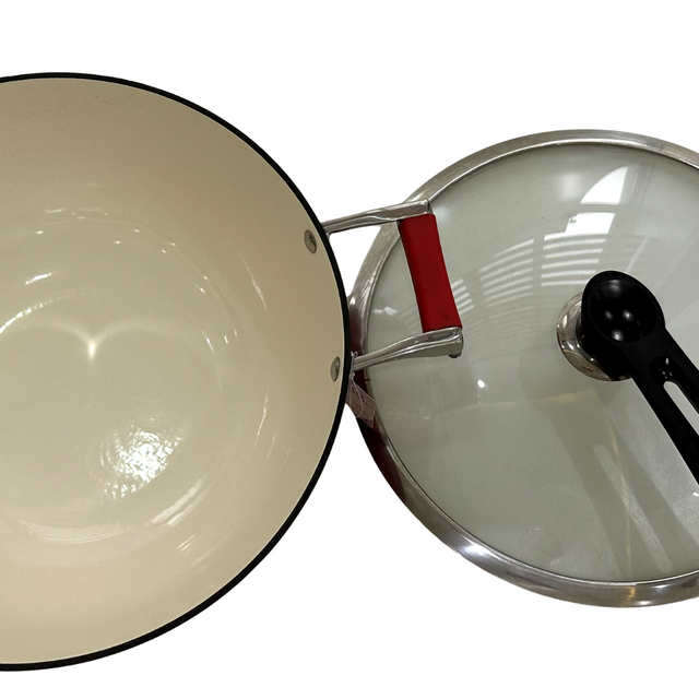 Classic 11Inch Cast Iron Chinese Wok Pan Skillet With Removable Silicone Handle