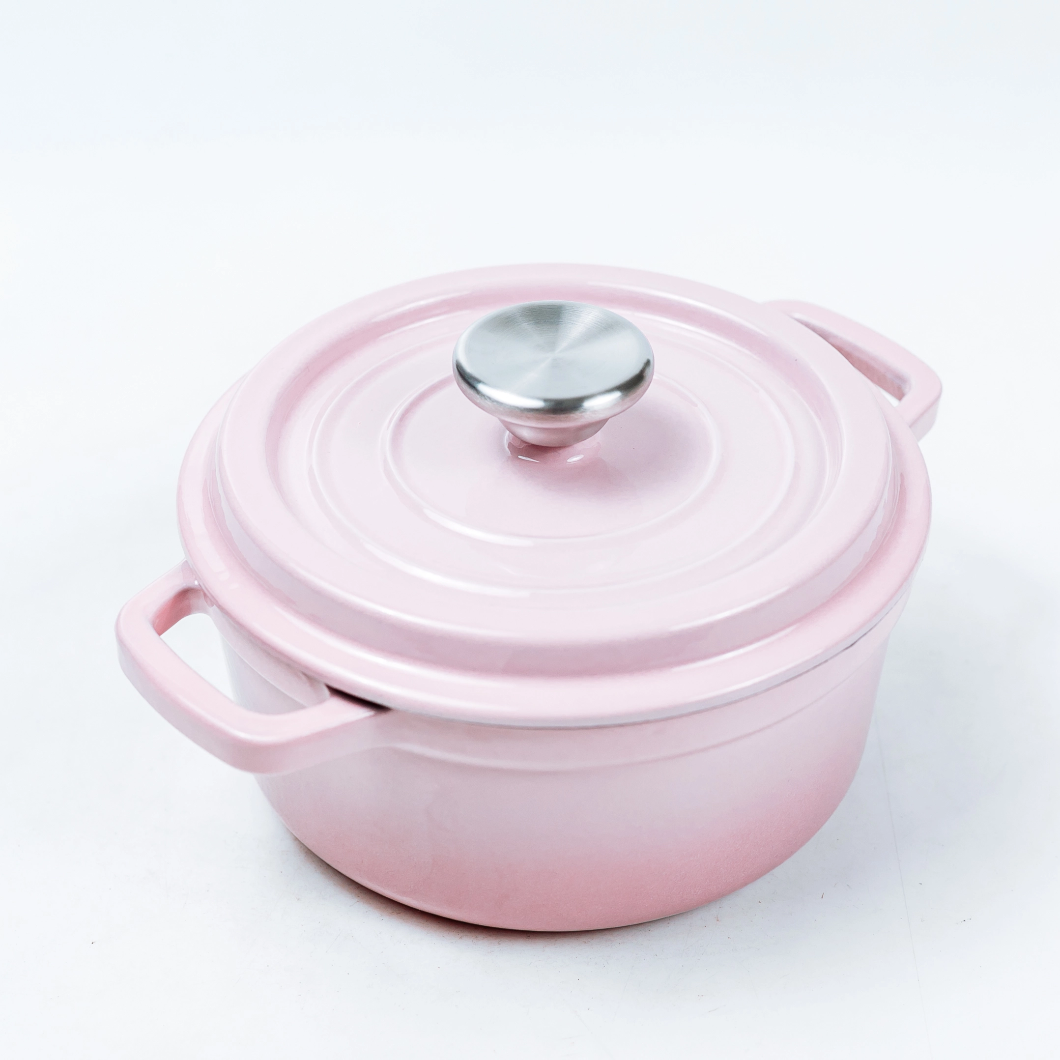 Pink Enameled Coating Round Cast Iron Casserole for Oven