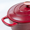 Red Enamel Oval 4.8Qt Cast Iron Dutch Oven for Cooking
