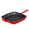 Red Enamel Coated Cast Iron Grill Pan with Handle