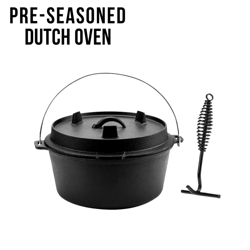 OEM Outdoor Black 9Qt Cast Iron Dutch Oven with Legs