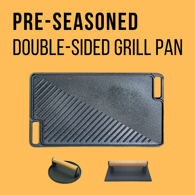 Black Pre-seasoned Cast Iron BBQ 18 Inch Griddle Pan for Grill