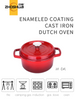 Red 2.8L Cast Iron Enamel Dutch Oven with Lid