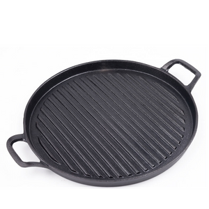  Black 9 Inch Round Heavy Duty Cast Iron Grill＆Griddle Pan