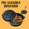 Pre-seasoned Round 8Qt Campfire Black Cast Iron Dutch Oven