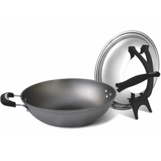 Pre-Seasoned 13 Inch Cast Iron Round Wok with Lid