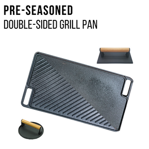 Rectangular 18 Inch Cast Iron BBQ Griddle Pan for grill