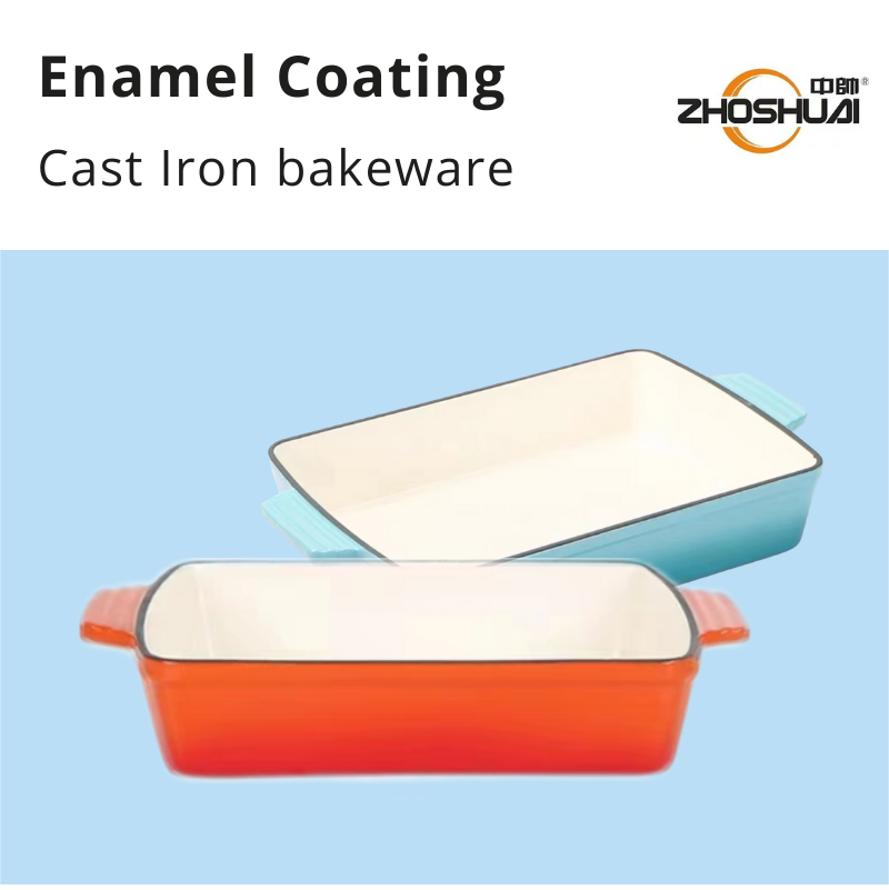 Red Enamel 3.7Qt Cast Iron Roasting Baking Pan