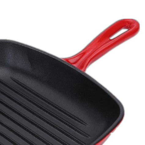Enamel Cast Iron Square Grill Pan with Handle
